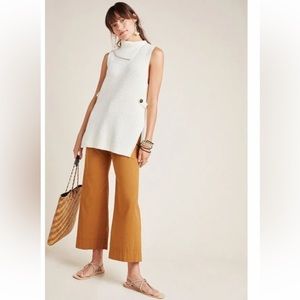 NEW ANTHROPOLOGIE ALEXIA SPLIT NECK KNIT TUNIC SWEATER L